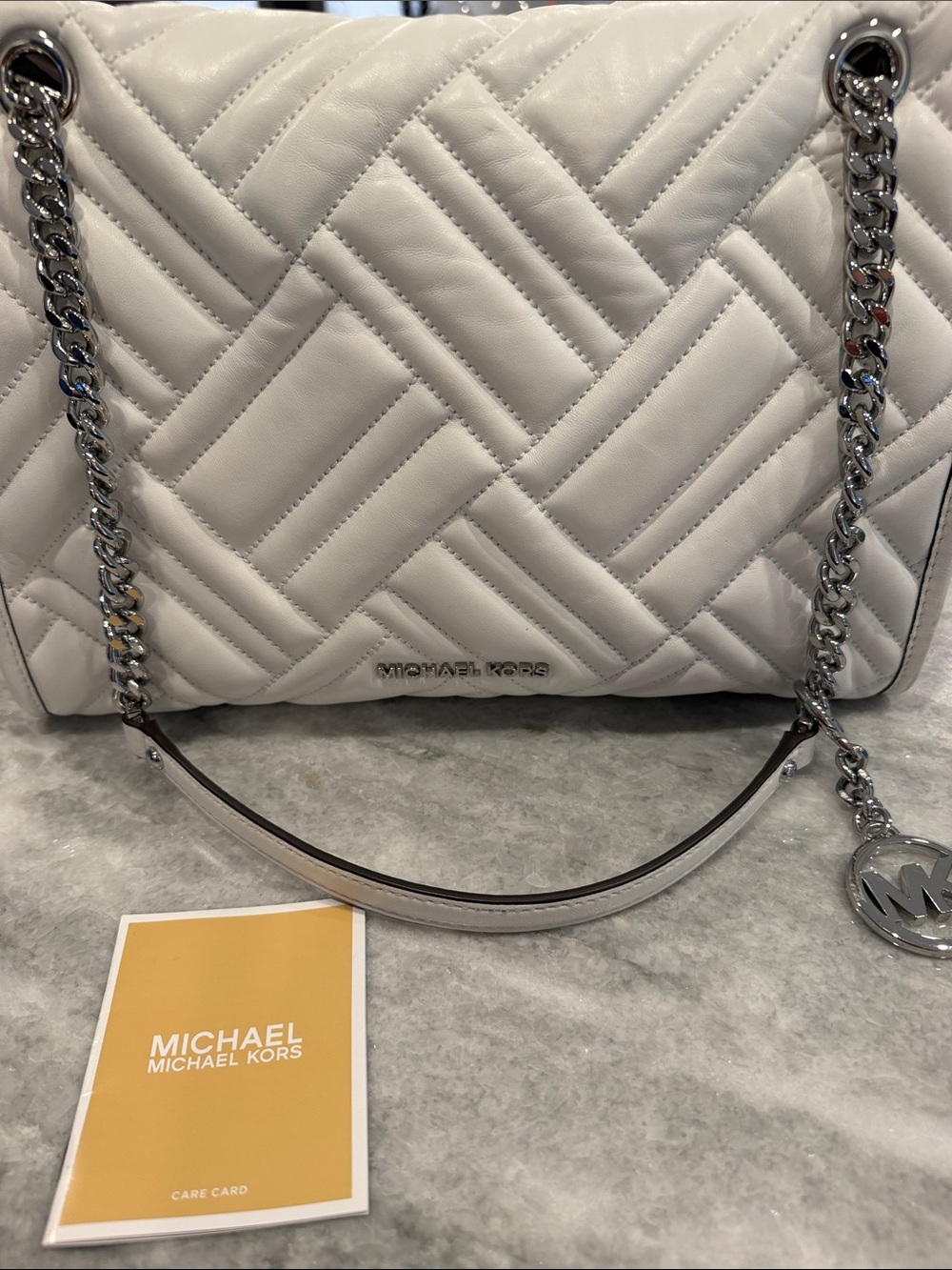 Michael Kors Cream Quilted Shoulder Bag with Chain Strap